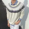 Ropa de hombre de manga larga de alta gama estilo retro americano, moderna estilo coreano, holgada, ajustada, casual, versátil, prendas de punto de cuello redondo para el trabajo y los desplazamientos