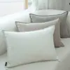Funda de Cojín Rectangular de Chenilla Gruesa Color Crema Patrón Espiga Verde Tamaño Grande para Sofá de Sala de Estar