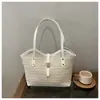 Bolsa tote de gran capacidad, nueva bolsa casual para el trabajo, vacaciones en la playa, bandolera, bolso de hombro versátil de moda tejido estilo coreano
