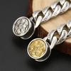 Pulsera de mantra de seis palabras con diamantes a juego, joyería vintage de plata de ley 925 para hombre, estilo tailandés, con personalidad moderna, al por mayor