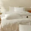 Juego de cuatro piezas estilo hotel Clase A 100% algodón sin teñir tie-dye, juego de ropa de cama estilo casa de campo 100% algodón blanco sin teñir jacquard simple