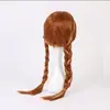Peluca Cosplay de Princesa Anna de Frozen Personaje de Anime Versión Adulto con Flequillo Completo y Cabello Largo Rizado