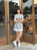 Ropa Superior Estampada para Mujer Pequeña Hermosa Suéter de Algodón Puro Camiseta de Manga Corta Única Oversize Tendencia Estudiante Pareja