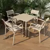 Conjunto de Mesa e Cadeiras Retangulares para Pátio Externo Varanda Área de Exposição Externa de Loja de Chá com Leite ao Ar Livre Aço Carbono Comercial