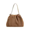 Bolsa de Ombro Estilo Balde Maillard Coreana Casual para Mulheres 2025 Outono Camurça Fosca Versátil com Cordão Transversal Tendência