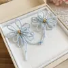 Princesa en Fuga~Pendientes Elegantes de Cristal con Forma de Lazo Pendientes Dulces Versátiles Pendientes de Atmósfera Suave Francesa