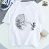Ebay estação independente Criativa de astronauta e planeta para mulheres europeias e americanas camiseta de manga curta masculina e feminina Gola redonda