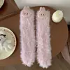 Meias de Inverno Femininas em Fleece Coral, Modernas e Divertidas, Espessadas para Aquecimento, Adequadas para Dormir em Casa, Meias de Chão de Pelúcia