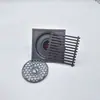 9 PCT Drenaje de Piso de Acero Inoxidable Electroplateado Gran Flujo Anti-olor Anti-atascos Baño Cocina Doble Propósito Gris Pistola Bambú Drenaje de Piso