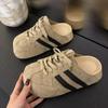 Chinelos Baotou Femininos para Uso Externo 2025 Novo Primavera Vintage Sapatos de Treino Alemães Confortáveis Plataforma Feminina Sem Salto Sapatos Preguiçosos