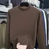 Camiseta de Manga Larga Cálida de Color Sólido Casual para Hombre Auto-calentable Otoño e Invierno Terciopelo Alemán Cuello Medio Alto Prenda Base