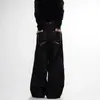 Jeans Streetwear Retro Americano Preto 2026 Workwear Jeans para Homens e Mulheres Verão Emagrecedor Cintura Alta Perna Reta Larga Comprimento Total