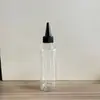 En Stock Botella Redonda de Hombro de 250ml con Tapa Puntiaguda, Botella de Plástico Transparente PET tipo Exprimidor para Pintura, Botella Gotero, Botella para Medicina, Empaque de Botella Dispensadora