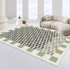 Alfombra a cuadros de terciopelo de cristal resistente a las manchas estilo romano para sala de estar, dormitorio, tapete de piso antideslizante, fácil de limpiar, lavable a máquina
