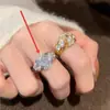 Anillo abierto ovalado de circón vintage, sensación de lujo ligero y alta gama, anillo para el dedo índice, joyería versátil estilo palacio