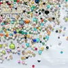 Rhinestones Redondos de Fondo Plano Serie de Tamaños Mixtos Decoraciones para Uñas, Populares en Xiaohongshu, Rhinestones para Uñas Portátiles DIY Venta al por Mayor
