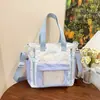 Bolsa de mano tipo tote de estilo coreano, con colores dulces y frescos en bloques, versátil, de gran capacidad, perfecta para chicas, estudiantes y como bolsa escolar para tutorías o clases