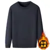 Tejido de punto para hombre Otoño e Invierno 2025 Terciopelo Engrosado para Adultos de Mediana Edad Cuello Redondo Ropa de Papá Casual Cálido Ropa Interior de Punto