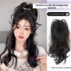 (Rabo de cavalo coque fonte) moda feminina rede Peruca de onda grande vermelha rabo de cavalo clipe de fixação sem costura invisível Extensão de cabelo fofa