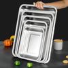 Placa Quadrada de Aço Inoxidável 304 Prato Fundo e Raso para Cozinhar Arroz Prato Espessado para Churrasco Prato para Peixe Grelhado Prato Quadrado com Furos para Chá Bandeja Quadrada
