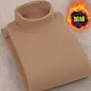 Suéter de punto con forro polar de doble cara para otoño e invierno, camiseta de manga larga para hombre con cuello medio alto, ropa interior térmica engrosada, al por mayor