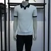 Camisa Polo Tricô Manga Curta Masculina Gola Seagull Decote V Texturizada Color Blocking Estilo Old Money Camiseta Verão Atacado Fabrica Transfronteiriça