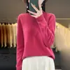 Suéter para Mujer Moda Transfronteriza de Punto Pulóver de Cuello Semi Alto Otoño Nuevo Pulóver Calado Camiseta Base de Punto Estilo Coreano