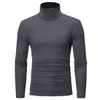 Camiseta de manga larga para hombre de primavera y otoño, cuello alto, manga larga, camiseta interior, color liso fino para hombre, ajuste slim, cuello alto, top de color liso
