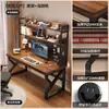 Escritorio de Madera Maciza Estantería Integrada Escritorio Dormitorio Doble Estudio Escritorio de Escritura Tablero Perforado Escritorio de Oficina Escritorio para Computadora y Gaming