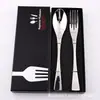 Juego de Cubiertos Occidentales de Acero Inoxidable Kaya Cuchillo de Mesa, Tenedor y Cuchara Juego de 4 Piezas Empaque de Caja de Regalo Fabricante de Cuchara de Mesa y Tenedor
