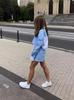 Comércio exterior transfronteiriço ZA Feminino 2024 Verão Nova Moda Contraste Listrado Camisa Curta Shorts Terno de Duas Peças