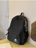 Mochila azul marino de estilo americano con color de contraste, estilo universitario fresco, adecuada para estudiantes, versátil para ir al trabajo y uso casual.