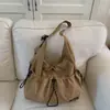 Bolsa Tote Casual com Cordão Japonesa e Coreana para Mulheres 2025 Nova Bolsa Casual de Grande Capacidade para o Dia a Dia Bolsa de Ombro Transversal Fashion