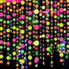 Bandeirola de aniversário fluorescente Laipai 4m bandeirola de festa fluorescente estrelas peça redonda flor decoração de fita fundo de aniversário