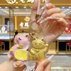 Chaveiro/Pingente de Bolsa Shuibei Ano Novo do Cavalo Ouro Puro Paz e Alegria com Gato da Sorte Dourado Presente para Empresa