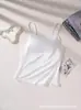 Camisola sin costuras talla grande con tirantes finos para mujer, adecuada para usar como prenda exterior, con sujetador de copa incorporada, se puede usar sola como un top moderno