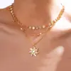 Comercio Exterior Europeo y Americano Más Vendido Personalizado de Moda Colgante de Estrella de Ocho Puntas Completamente Incrustada con Diamantes Collar de Múltiples Piezas de Lujo Ligero de Alta Gama para Mujer
