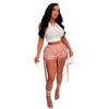 Comercio Exterior Transfronterizo Pantalones Sexy de Cuero PU Estilo Europeo y Americano Estilo INS Pantalones Cortos Tejidos con Cordón de Cuero Cintura Baja Nuevo Producto Verano 2022