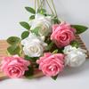 Simulação flanela flor rosa chifre rosa flor artificial casamento casa Dia dos Namorados decoração sentir buquê parede de flores