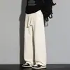 Pantalones Deportivos de Punto de Algodón de Color Sólido para Hombre, Estilo Hong Kong Otoño e Invierno, Rectos Sueltos, Marca Americana de Moda, Pantalones Largos Casuales para Jóvenes