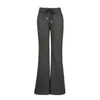 Calça de moletom casual transfronteiriça, levemente flare, com cordão, forrada de fleece, com caimento fluido, calça longa esportiva cinza, comprimento estendido cinza, calça cropped cinza