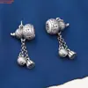 Accesorios de Plata de Ley 99% Plata Pura Colgante de Elefante Mariposa Calabaza Cuentas Espaciadoras Accesorios Retro 3D Plata Dura Materiales para Manualidades Hechos a Mano