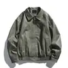Chaqueta retro estilo japonés Rumeng con solapa de cuero PU Maillard para hombre, chaqueta de cuero de moda urbana suelta para otoño, para ir en motocicleta