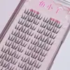 Fish Xiaoya Cílios Postiços de Gato com 12 Fileiras Diabinho Trilogia Preguiçosa Feminino Natural Haste Preta Artificial Tipo Segmentado Agrupado