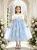 Vestido de Princesa Elsa para Niña 26 Verano Elsa Frozen Vestido de Cumpleaños de Gama Alta Vestido Infantil de Gama Alta