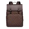 Mochila de Negócios Transfronteiriça Mochila Masculina Xadrez Clássica de Viagem Bolsa de PU Mochila para Notebook de 15,6 polegadas