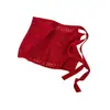Falda Roja de Punto Hueca Estilo Coreano para Mujer, Moda de Capas Primavera y Verano, Falda Media Decorativa con Lazo