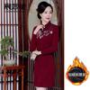 Vestido Cheongsam modificado com ácido acético para meia-idade e idosos estilo chinês retrô primavera novo forrado com fleece espessado atacado