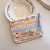 Bolsa Cosmética Linda Azul Caricatura Mini Billetera Algodón Puro Bolsa Pequeña de Tela Auriculares Lápiz Labial Bolsa de Almacenamiento Portátil