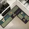 Tapete de Piso de Cocina Estilo Retro Floral Americano Transfronterizo de Tierra de Diatomeas, Absorbente de Agua, Antideslizante, Secado Rápido, Resistente a la Suciedad, Resistente al Desgaste